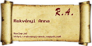 Rekvényi Anna névjegykártya